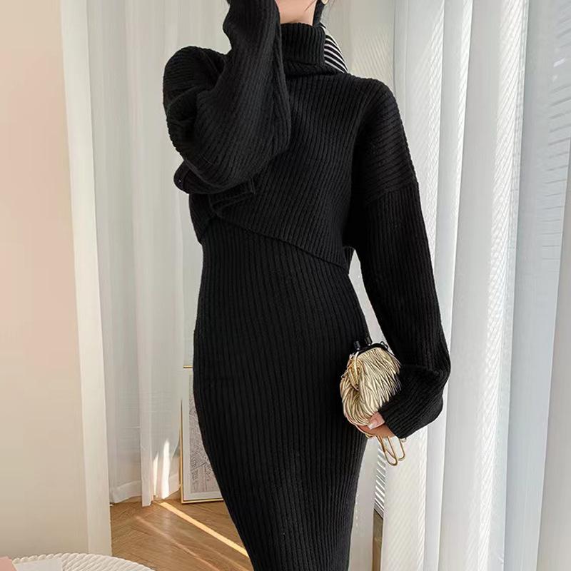 Ayollar Qishki 2 ta Paket Uzun Bodycon Sviter Ko'ylak
