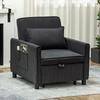 Reclining Sofa Bed Armchair with Side Pockets, in Velvet-Effect Fabric, 74x84x81 cm, Dark Grey
