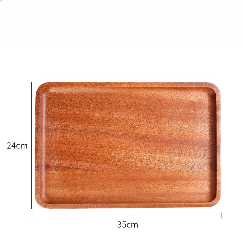 Simple Wooden Tray Ebony Solid Wood Tableware Tea Tray Household Hotel Wooden L Snacks Bread Plate Meal