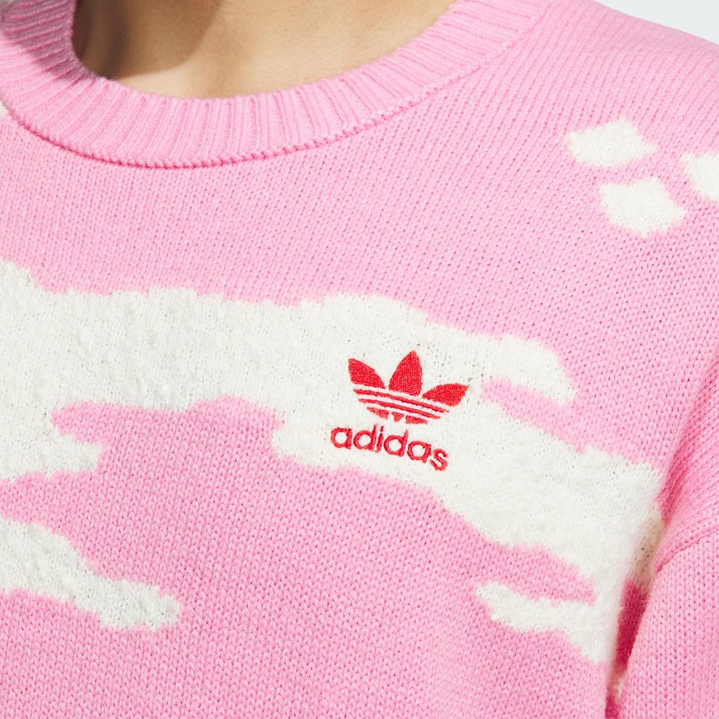 adidas Originals Feifei Ruan Collaboration Fw23 Свитер с графическим рисунком на груди и логотипом, топы унисекс, розовый JE9188