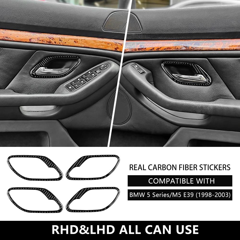 Carbon Fiber Modified For BMW E39 1998-2003 Car Inner Door Handle Frame Cover Trim Protective Sticker Auto Interior Accessories