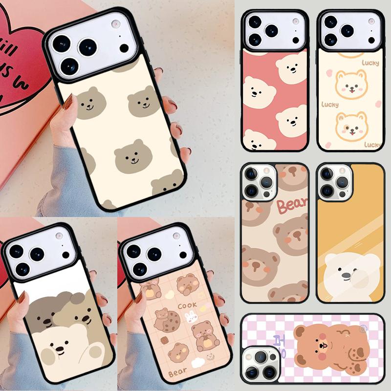 Кавайный Милый Медведь Корейский Животный Чехол Для Телефона Для iPhone 17 Air 14 15 13 12 Max Чехол Для Apple 14 15 16 16e 11 Pro Max Plus