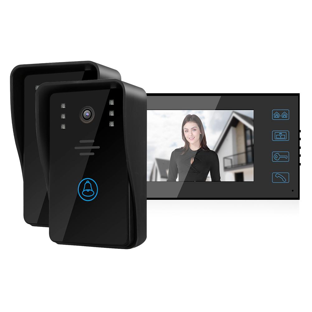 7in Waterproof Video Intercom Doorbell 2 Camera 1 LCD Monitor Security Door Phone