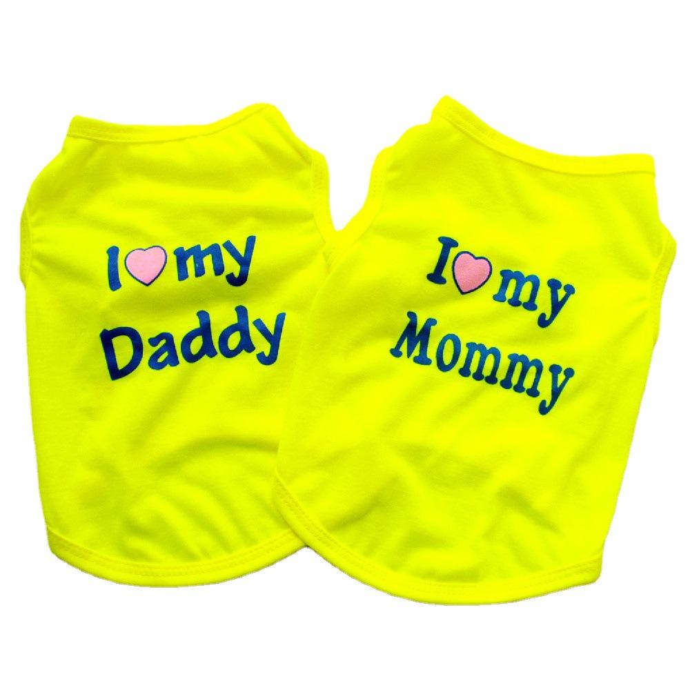 Pet Puppy Clothes, Vest, Classic Style Love Dad Love Mom, A Variety of Colors Trendy