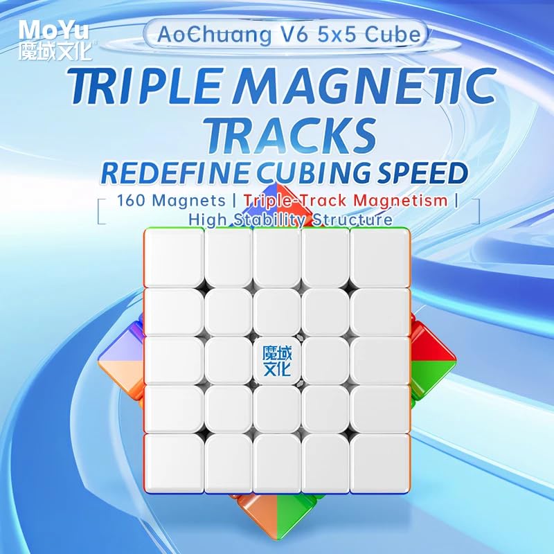 Authentic Aochuang V6 5x5 Dual-Track Magnetic UV Cube with Magnetic Ball Core (Dual Track UV) - 3D Puzzle with Warranty