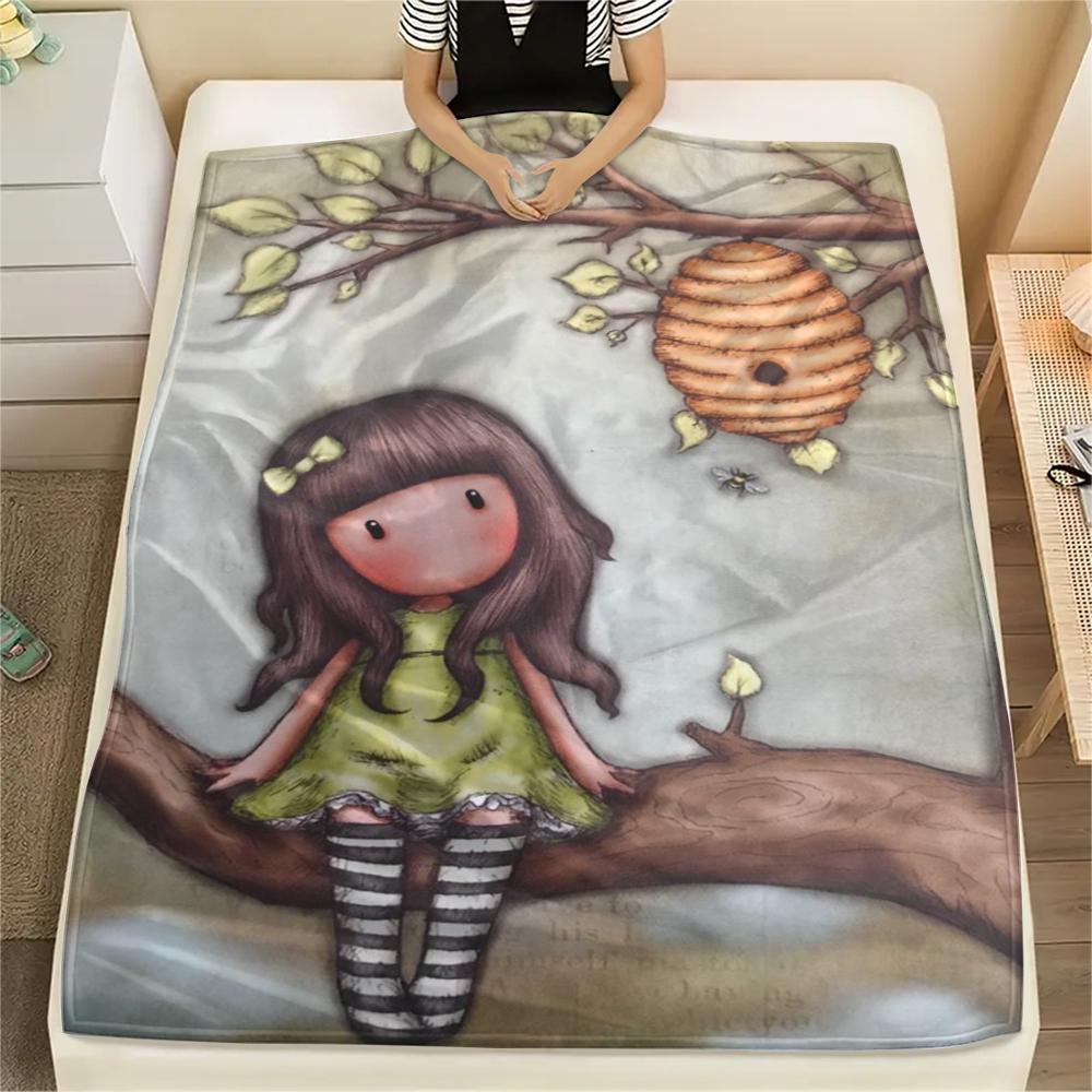 1PC Santoro Print Flannel Blanket, High quality Comfortable for All Seasons, Home Decor, Warmth and Comfort, Perfect for Christmas Gifts141