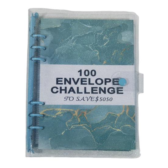 Книга-переплет для экономии денег на 100 дней с водонепроницаемыми мягкими гибкими конвертами для наличных денег