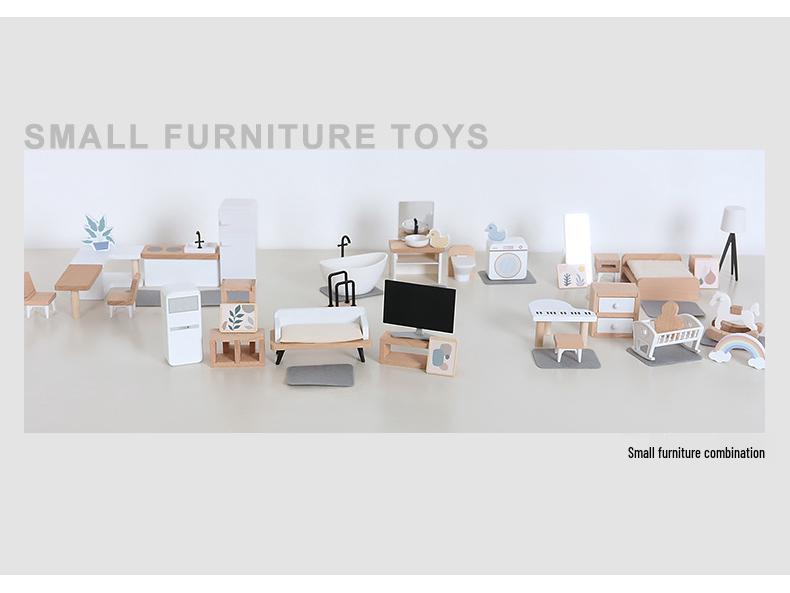 Миниатюрный кукольный кухонный набор: Имитация мебели и еды для детской игровой сцены