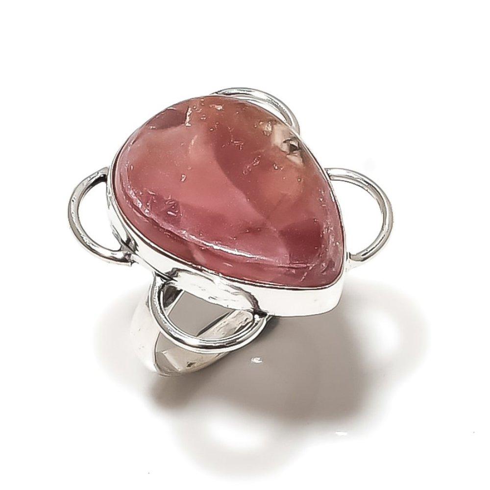 Natural Rhodochrosite Gemstone Handmade 925 Sterling Silver Ring Size 8 J7q27