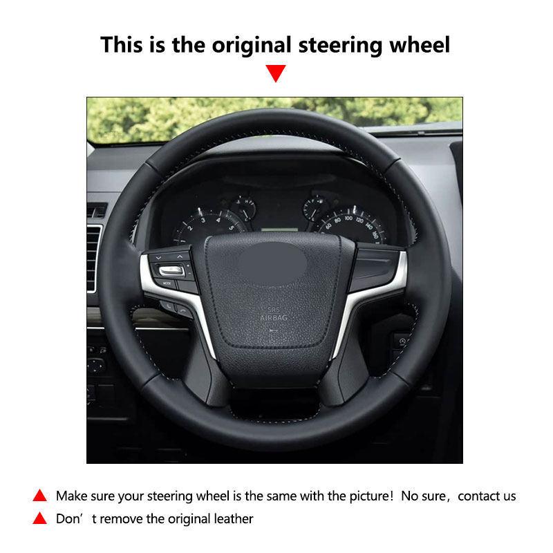 red line red strip For Toyota Land Cruiser 2016- Land Cruiser Prado 2018 Carstyling Steering Wheel Cover Leather Trim