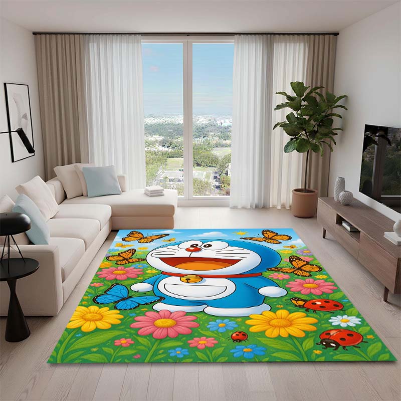 Cute Doraemon Rug, Suitable for Playrooms, Bedrooms, Living Rooms, Sofas, and Other Home Décor; Non-slip Children's Mat.