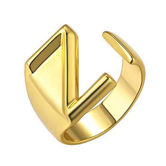 Кольцо с алфавитом, 26 английских букв, кольцо с регулируемым отверстием, золотое, полированное, легкое, из сплава, ювелирное украшение на палец для вечеринок и повседневного ношения