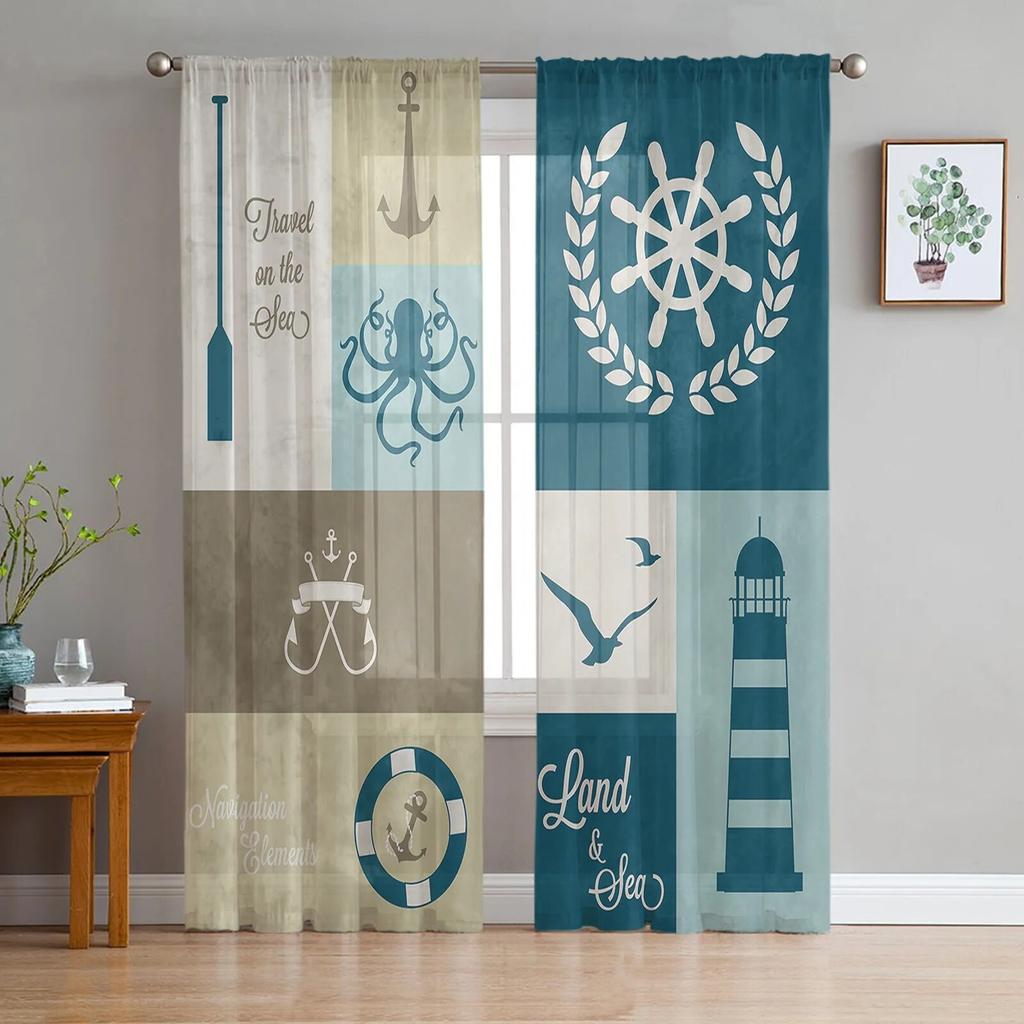 Afternoon Tea Cake Dessert White Window Curtain for Living Room Home Decor Tulle Voile Curtain for Kitchen Bedroom Window