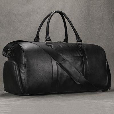 Модная Новая Дизайн Кожаная Дорожная Сумка Мягкая Коровья Кожа Сумка-Даффл Черная Дорожная Сумка-Даффл Сумка для Выходных для Мужчин Женщин Багажная Сумка 50 см