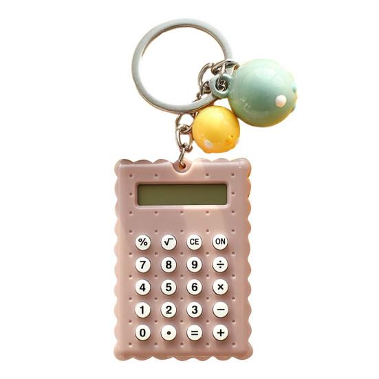 Мини-портативный калькулятор, колокольчик, декор, брелок, мультяшная форма Buscuit, 8 цифр, разборчивый ЖК-дисплей, прочные клавиши, механический переключатель с батарейным питанием
