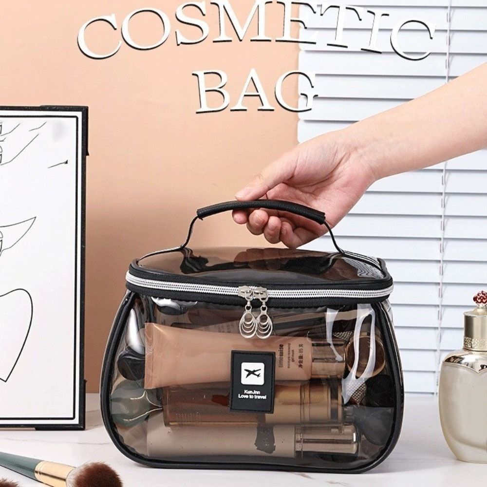 New PVC Wash Bag Transparent Waterproof Cosmetic Bag Large Capacity Handheld Makeup Storage Bag Women