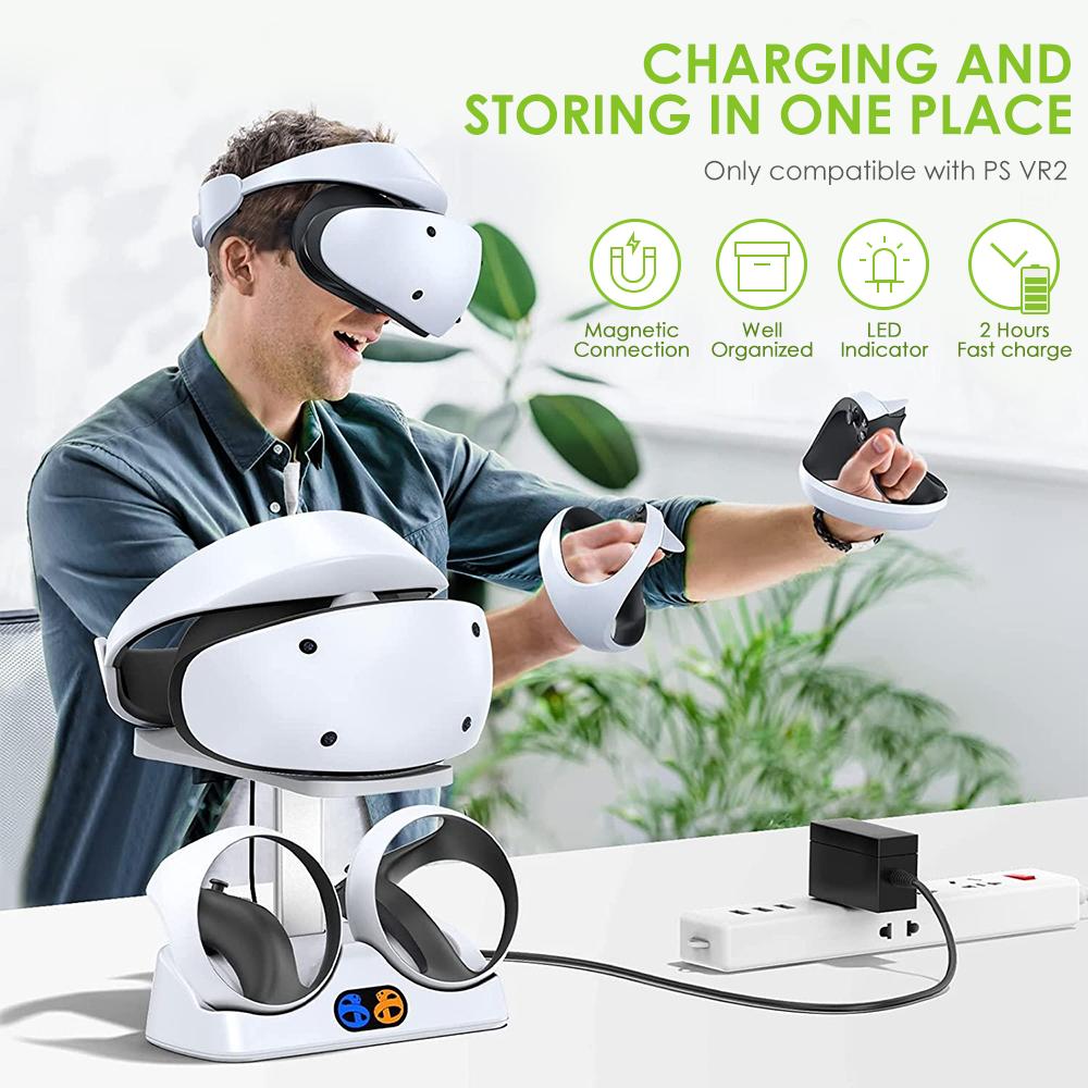 Для PS5 VR2 с контроллером подсветки дисплея, зарядной базой, зарядным устройством с держателем для очков, игровыми аксессуарами