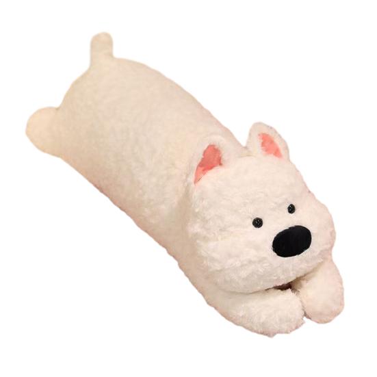 Stuffed Dog Pillow Fuzzy Dog Plush Toy Fluffy Cuddle Pillow Cute Animal Long Pillow Sofa Bed Use Cushion Gift for Kids Adults