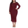 Women's Sexy Large Solid Lace Round Neck Evening Dress High Quality Dress