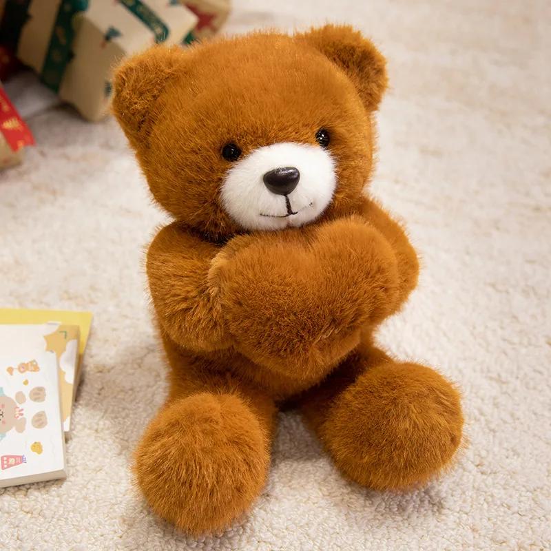 30см Милый Плюшевый Мишка Игрушки Кавайный Мишка с Сердцем Милый Мишка с Шарфом и Бабочкой Мягкая Набивная Животная Подушка Подарок на День Святого Валентина