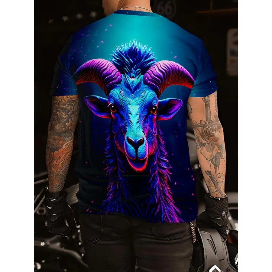 Летняя футболка с коротким рукавом больших размеров, мужская футболка с принтом крупного рогатого скота, мужская повседневная спортивная футболка, мужская футболка