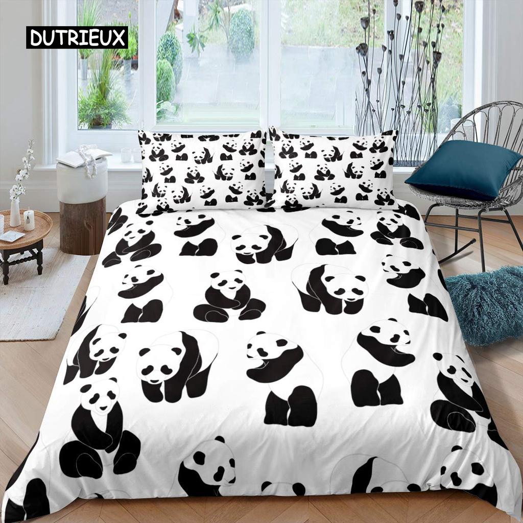 Полный комплект постельного белья Panda King для детей, романтический комплект постельного белья, пододеяльник с изображением животных из мультфильмов, велосипеда, воздушного шара, стрекозы, полиэстерового одеяла