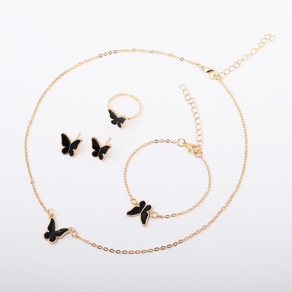 Minimalist Butterfly Jewelry Set Dripping Oil French Bracelets Earrings Set Gift Giving