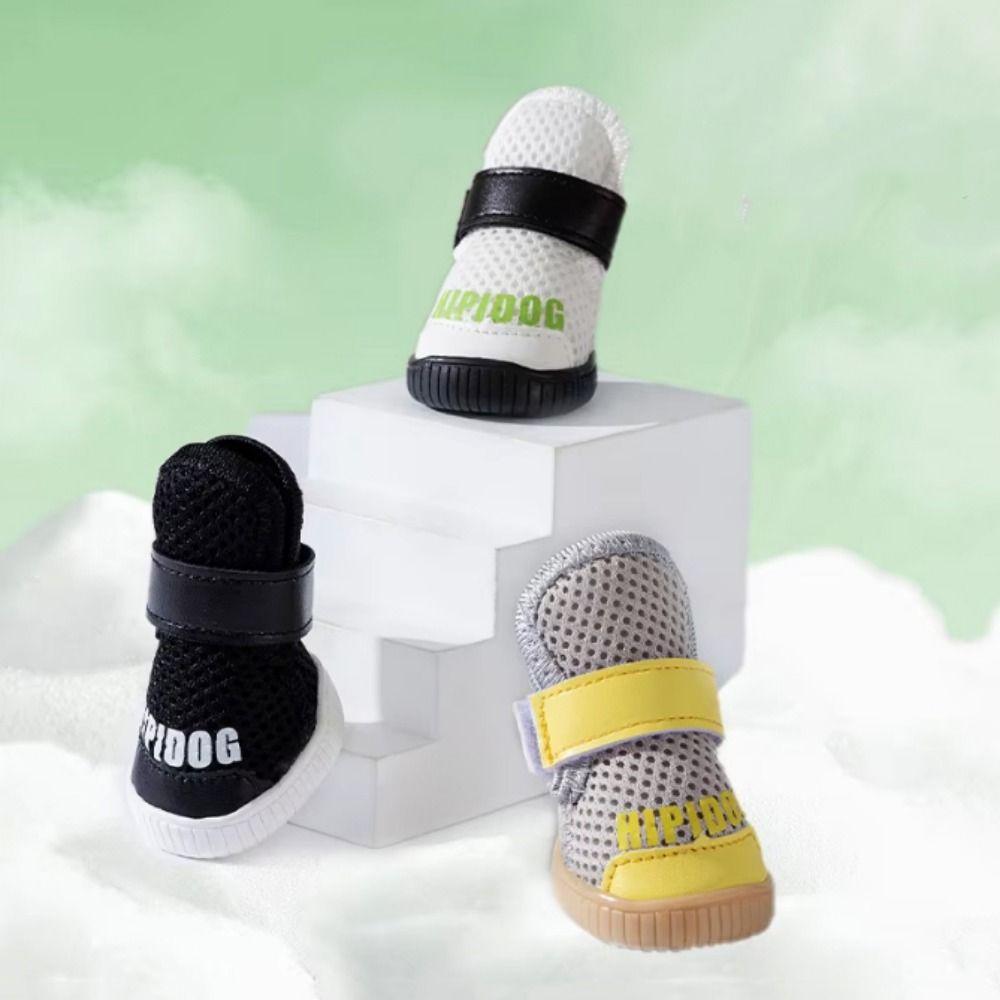 4pcs/set Anti-drop Mesh Dog Shoes Wear-resistant Pet Sneakers Pet Paw Protectors  Spring