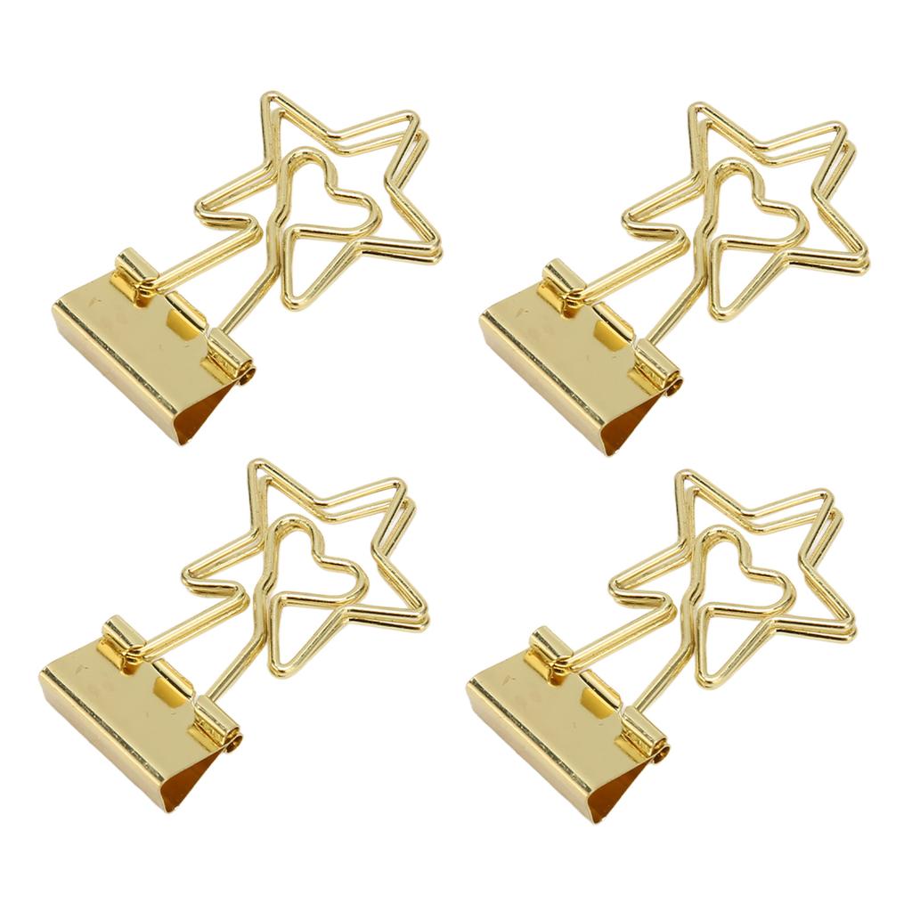 100 Pcs  Clips Star Shape Paper Clamps Hollow Long Tail Stationery Clip for School Office Gold