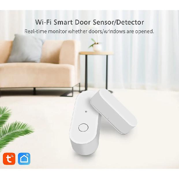 Tuya Умный WiFi Датчик открытия/закрытия двери и окна Сигнализация безопасности дома Поддержка Alexa Google Голосовое управление Удаленное управление через приложение
