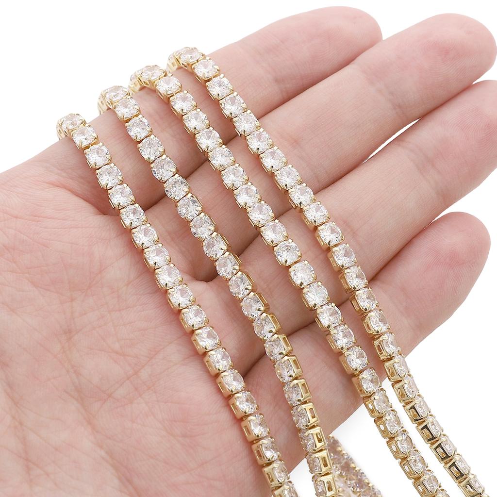 Fashion Jewelry Supplies Copper Plated 14K Gold Claw Chains Inlaid With Zircon for DIY Necklace Bracelet Waist Body Chain Making