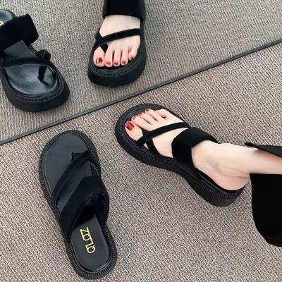 Межсезонные тапочки женские 2025 весна и осень новая уличная обувь елочка жареная уличная маффин толстая подошва весна прохладные тапочки весна