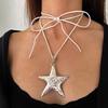 Летний Готический 150 см Черная Веревочная Цепочка Морская Звезда Звезда Кулон Ожерелье для Женщин Плетение Узел Бант Регулируемый Чокер Бохо Ювелирные Изделия