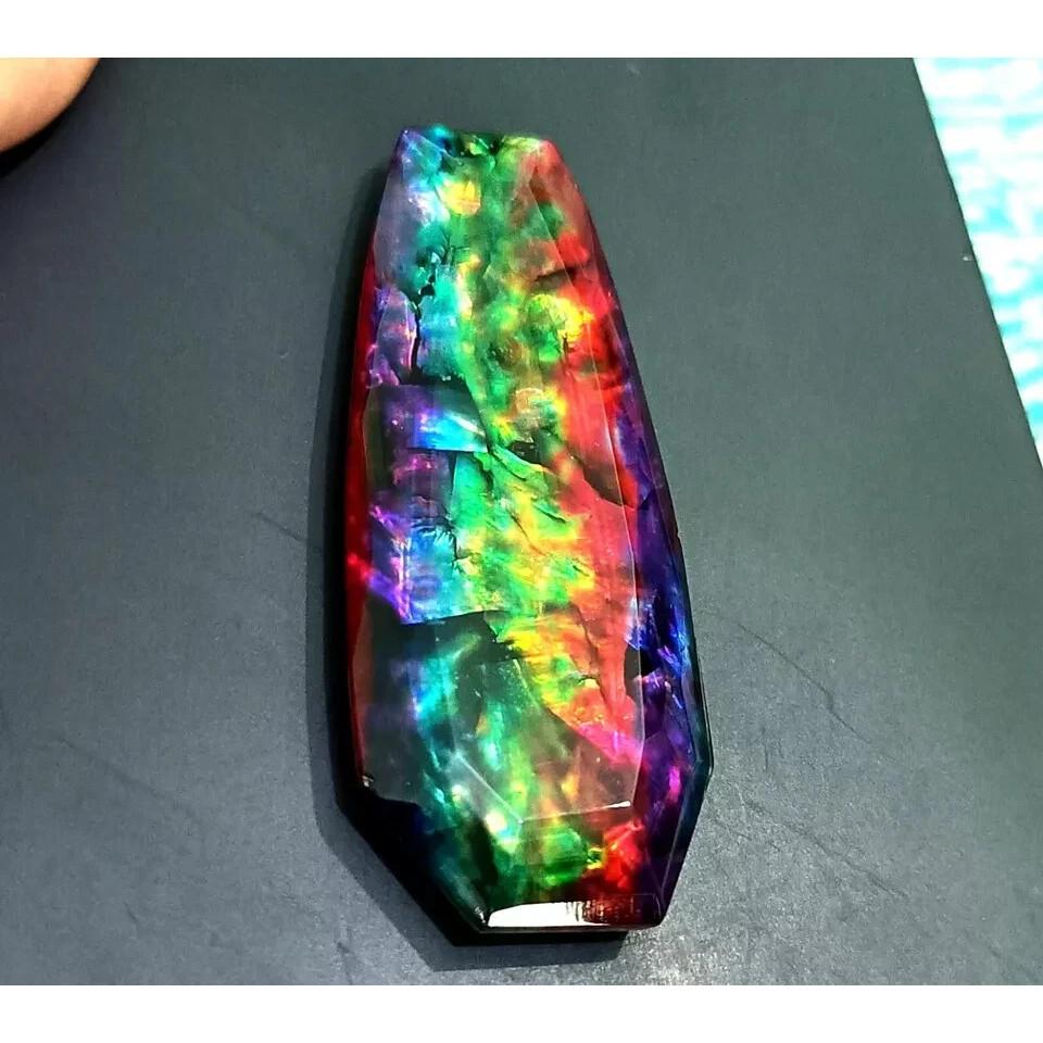 Natural A++ Ammolite Opal-Like Organic Doublet Fancy Cut 62-64 Ct Gemstone