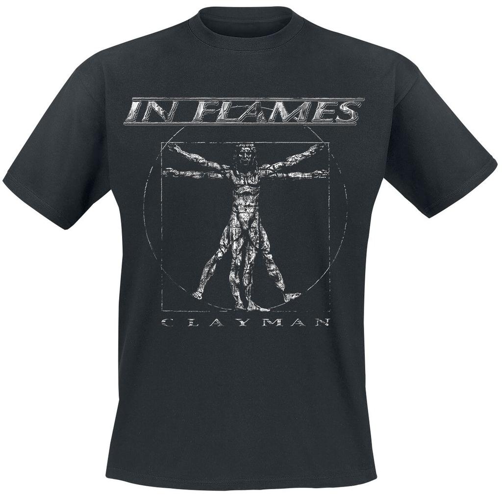 In Flames ClayUnisex Vitruvian Unisex Logo Print Cotton TShirt Melodic Death Metal Streetwear Unisex Crew Neck Tee