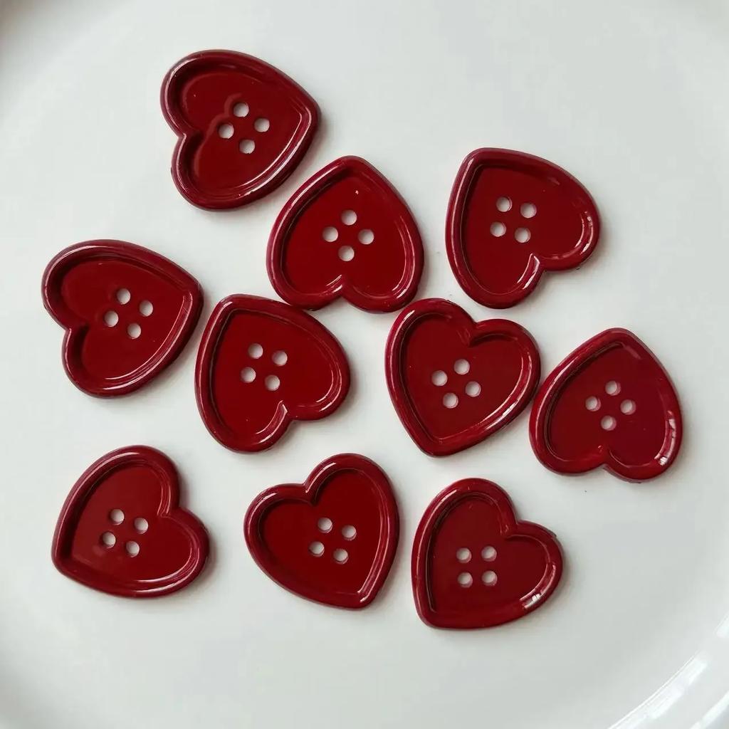 10 шт. японские винтажные винно-красные сердечки-пуговицы женское пальто свитер кардиган DIY Deco милые девушки шляпа одежда швейные аксессуары
