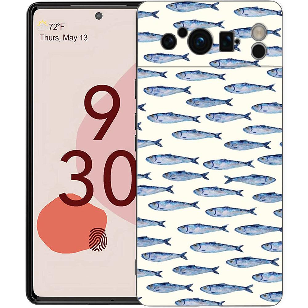 Сардины морепродукт Чехол для телефона для Google Pixel 10A 10 9 8 7 6 Pro XL 9A 8A 6A 7A 5G Мягкий ударопрочный ТПУ Черная крышка