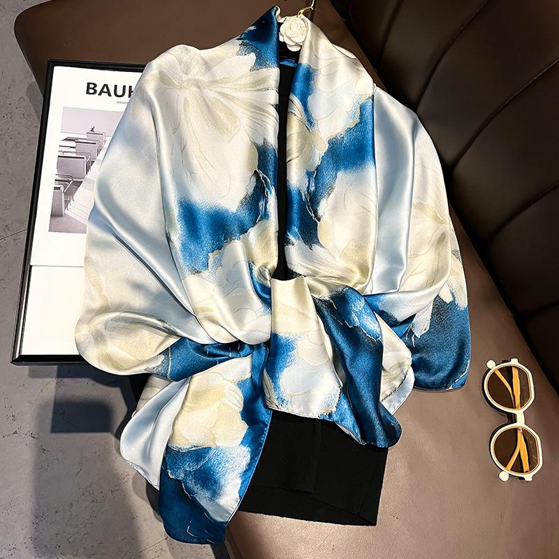 Дизайнерский атласный шелковый платок хиджаб шарф женский модный летний солнцезащитный пляжный палантин Bufanda женский головной платок Echarpe новый