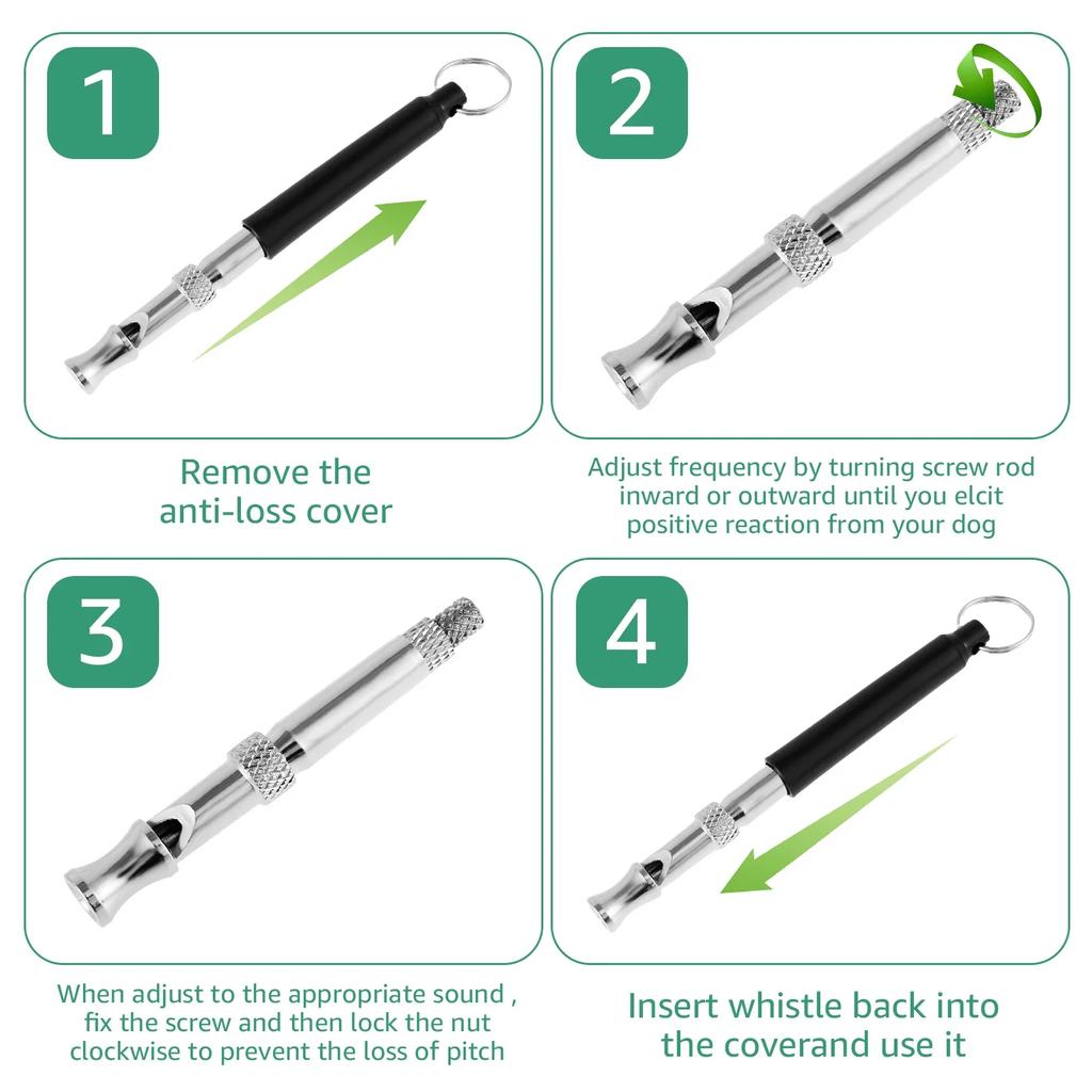 4 шт. Свисток для собак Регулируемый тренировочный ультразвуковой свисток для щенков со шнурком для прекращения лая Свисток для отпугивания лая Контроль собаки