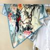 New Chinese Style National Wind Finch On The Branches 100% Mulberry Silk Silk Scarf Silk Cheongsam Shawl Scarf High-End Souvenir
