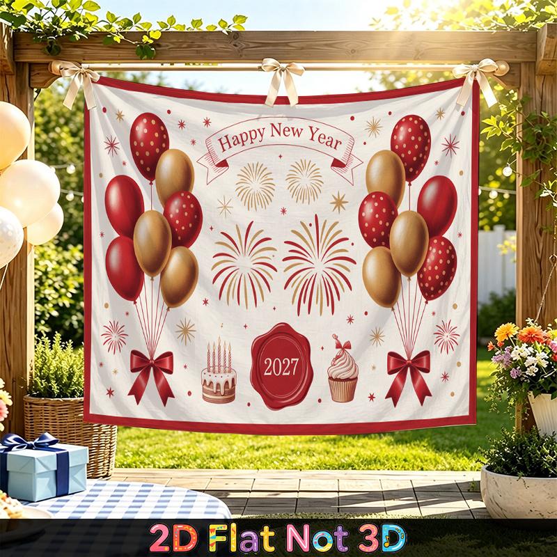 Party Backdrop New Year Fireworks Balloon Cake Flat Weddings Birthdays Showers Balloons Photo Background Decor Front Door Decor