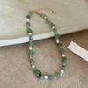 Small Fresh Irregular Green Natural Stone Beaded Pearl Necklace Women'S Personality Fashion Versatile Neck Chain Collarbone Chain