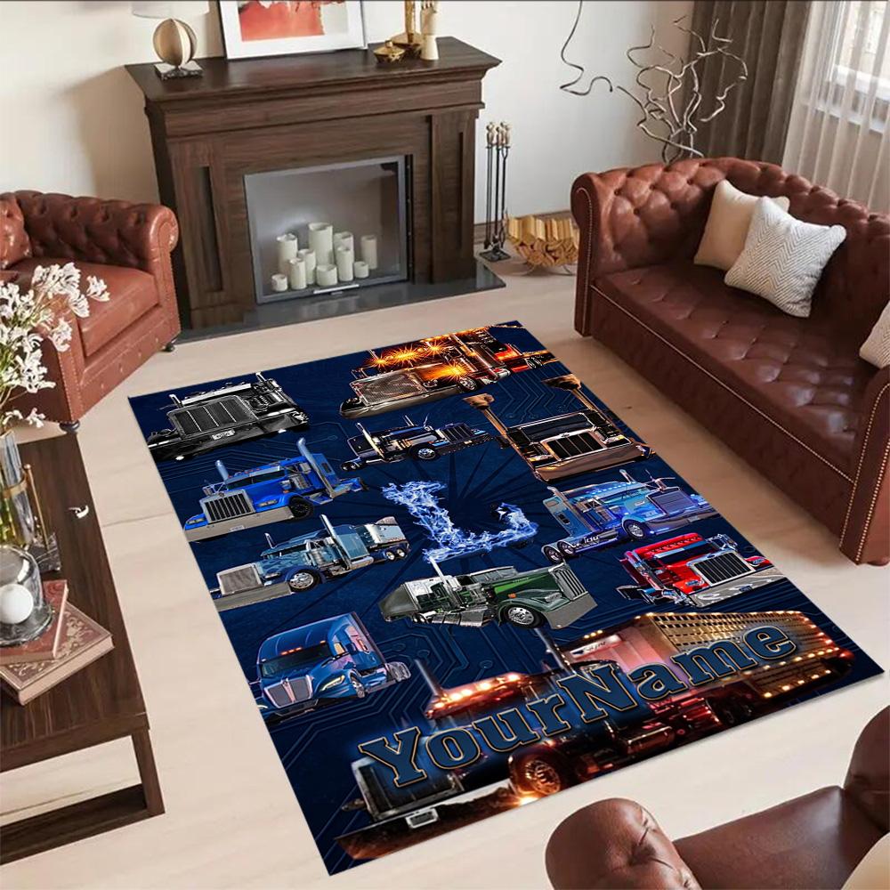 Peterbilt Heavy Trucks Personalized Name Carpet Suitable for Balcony Living Rooms Kitchen Dormitory Antislip Carpet Decorate Offices Best for Christma