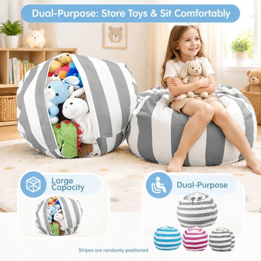 Large Capacity Bean Bag Organizer with Zipper Stuffed Animal Holder Travel Luggage Organizer