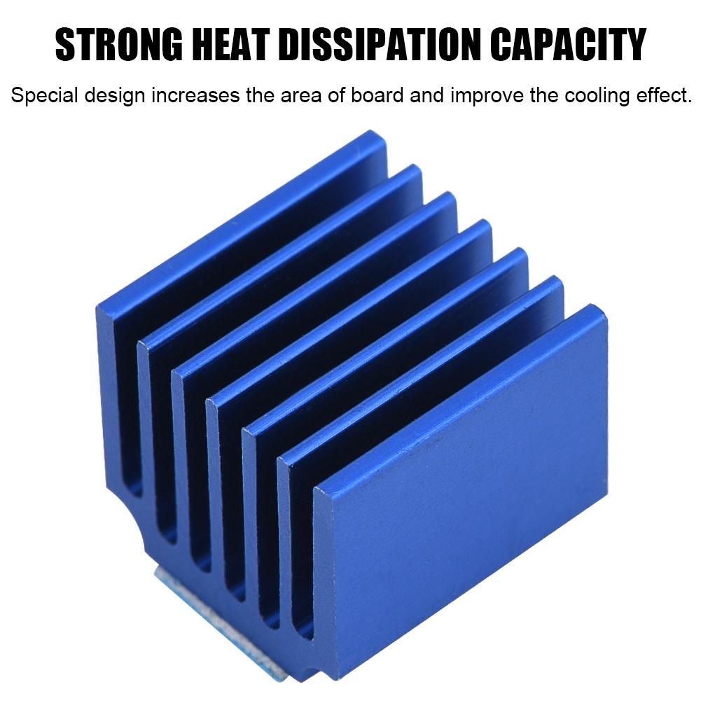 10 шт. алюминиевый радиатор для драйвера шагового двигателя с охлаждающим ребер с клеем для 3D-принтера синего цвета