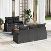 vidaXL 6-Piece Garden Sofa with Black Poly Rattan Acacia Cushions, vidaXL 2-Seater Garden Sofa with Storage 3356189