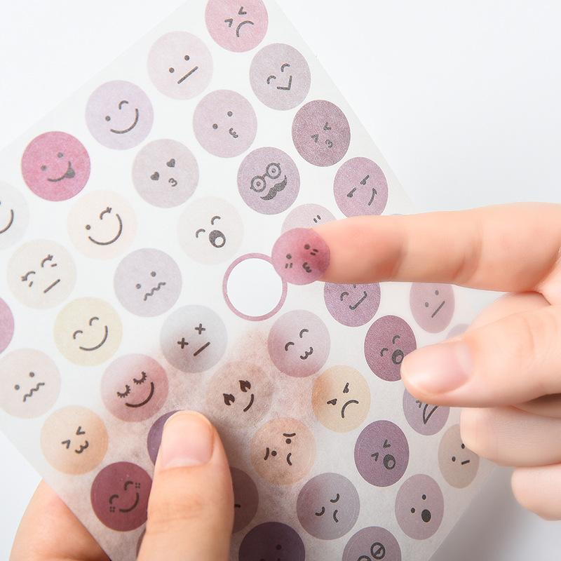 Gift Korean Version of Ins Polka Dot Smiley Face and Paper Sticker DIY Diary Account Decoration Material Label Sealing Sticker