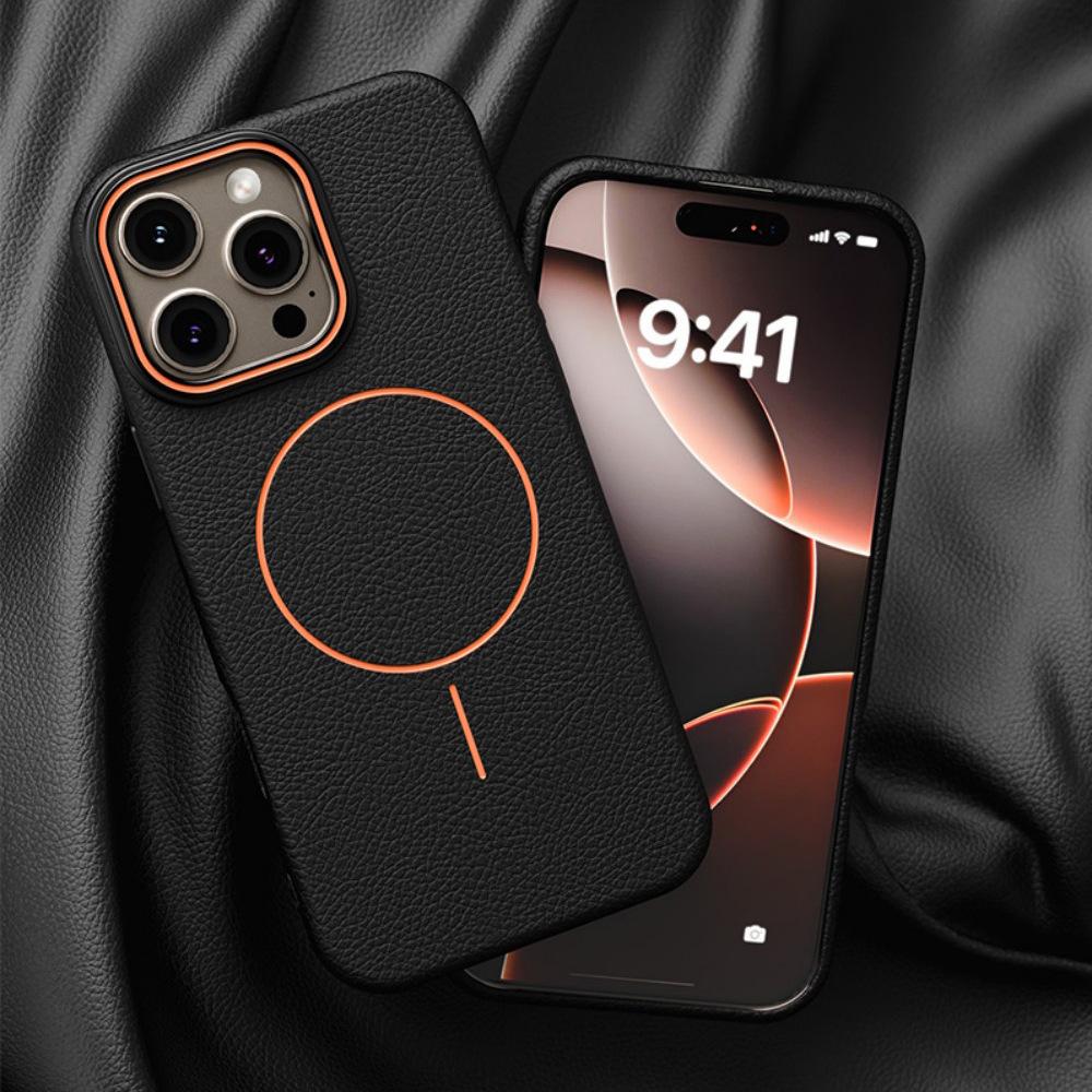 Кожаный чехол для телефона Apple 17 Promax для IPhone 16 Роскошная магнитная защитная крышка 15 Противоударный чехол