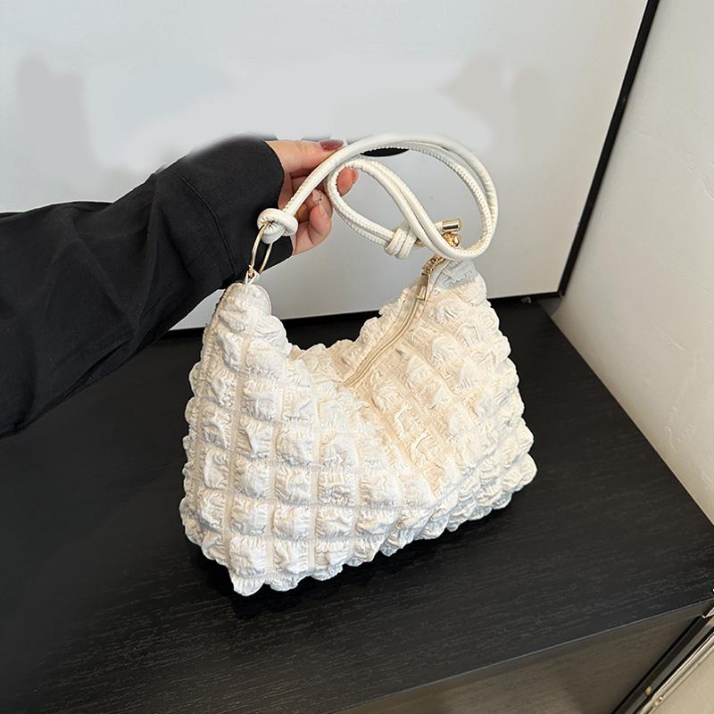 Canvas Wrinkle Bag for Women Shoulder Bags Pleated Bubbles Handbags Padded Casual Underarm Quilted Bag Tote Cloud Bag Purse