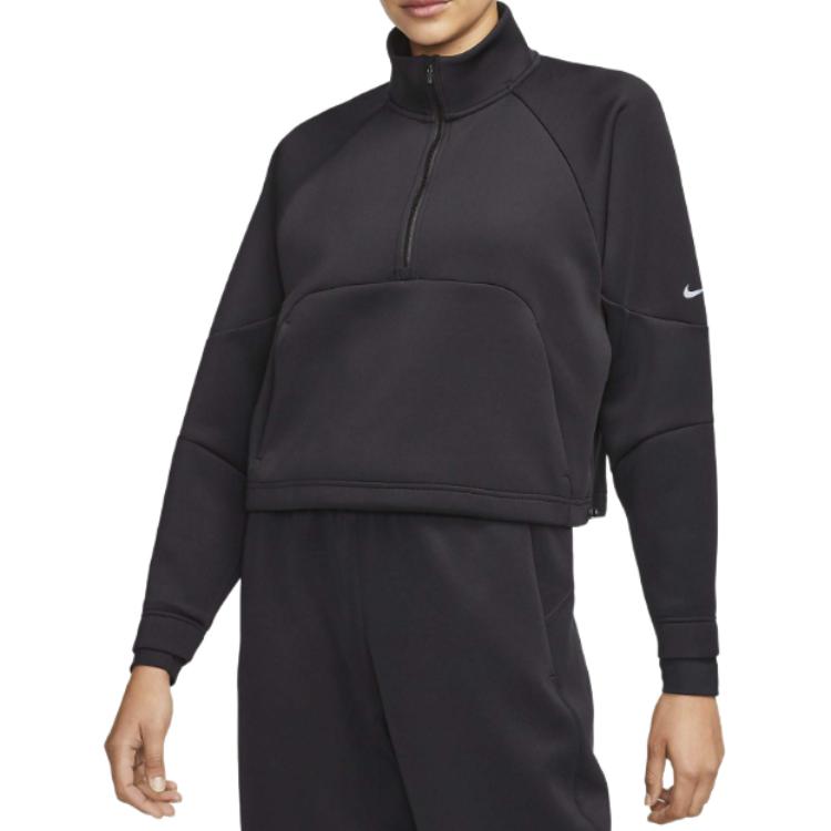 Nike Sweatshirts Women's Black Stand Collar Moderate Regular FB5231-010